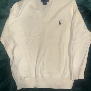 Ralph Lauren Men's Off-White V-Neck Sweater